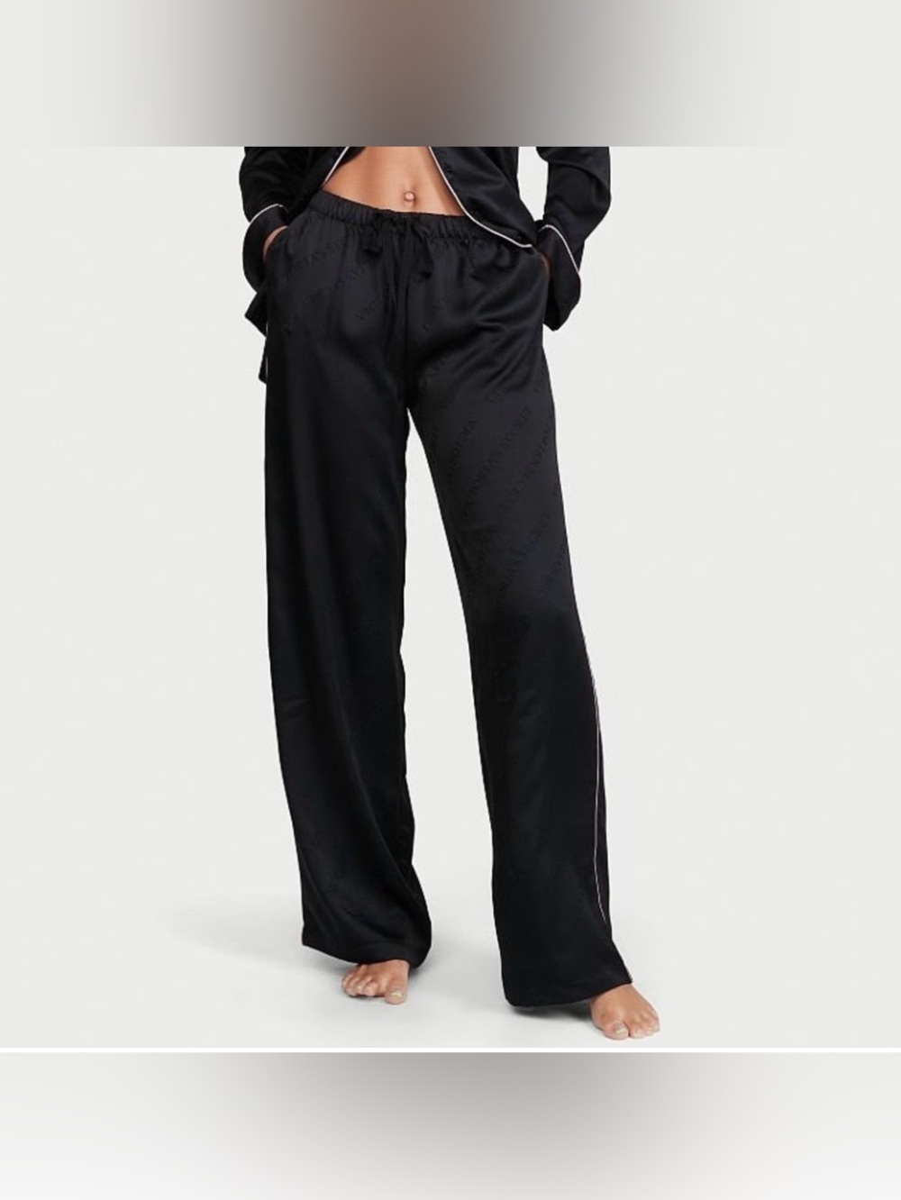 Victoria’s Secret Black Satin Long Pajama Pants Size L